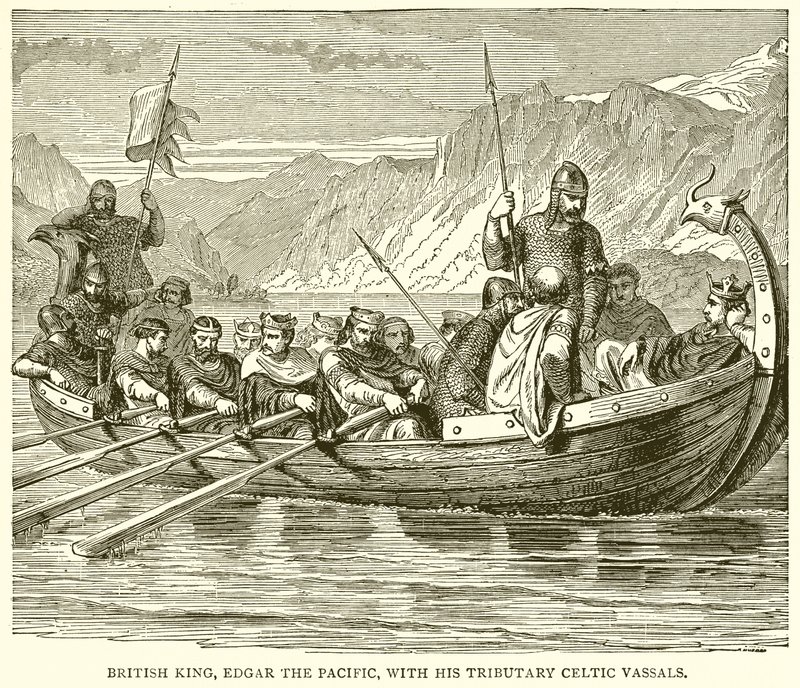 Den britiske konge, Edgar Stillehavet, med sine bifloder keltiske vasaller af English School