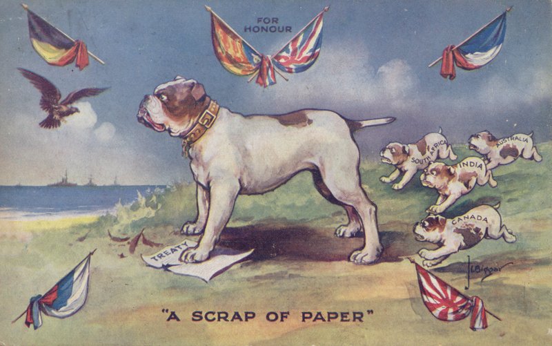 Britisk bulldog står på Storbritanniens traktat med Belgien af English School