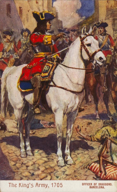 Britisk dragonofficer, Barcelona, Spanien, den spanske arvefølgekrig af English School