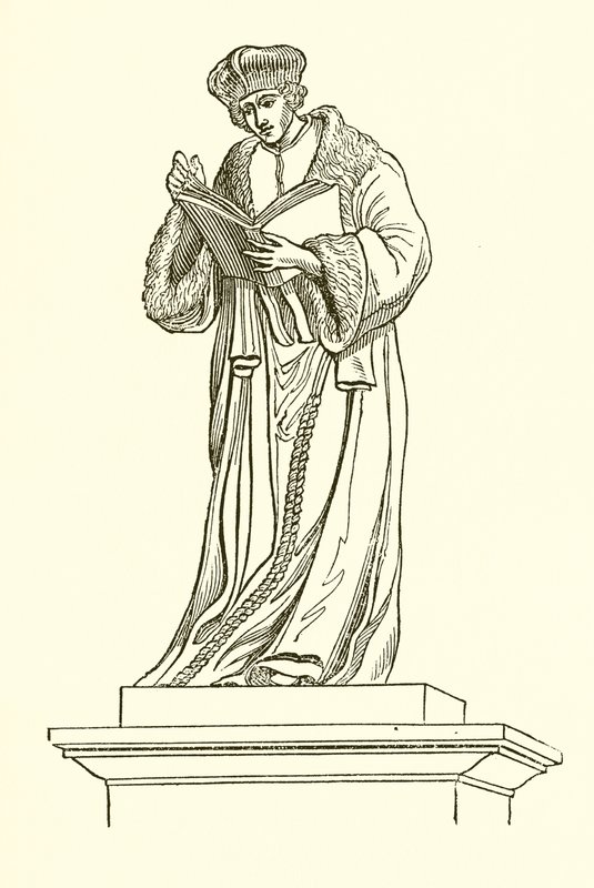 Bronzestatue af Erasmus i Rotterdam (gravering) af English School