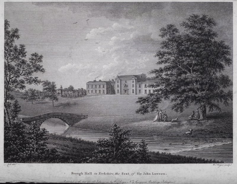 Brough Hall i Yorkshire, sæde for Sir John Lawson (gravering) af English School