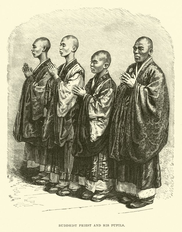buddhistisk præst og hans elever af English School
