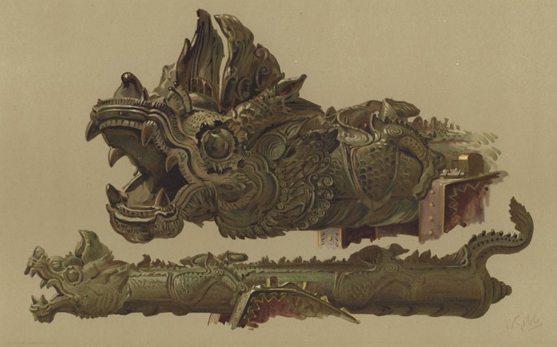 Burmesisk pistol fra Mandalay (chromolitho) af English School