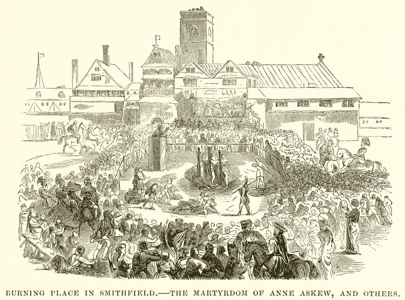 Burning Palace i Smithfield.--Anne Askews og andres martyrium af English School