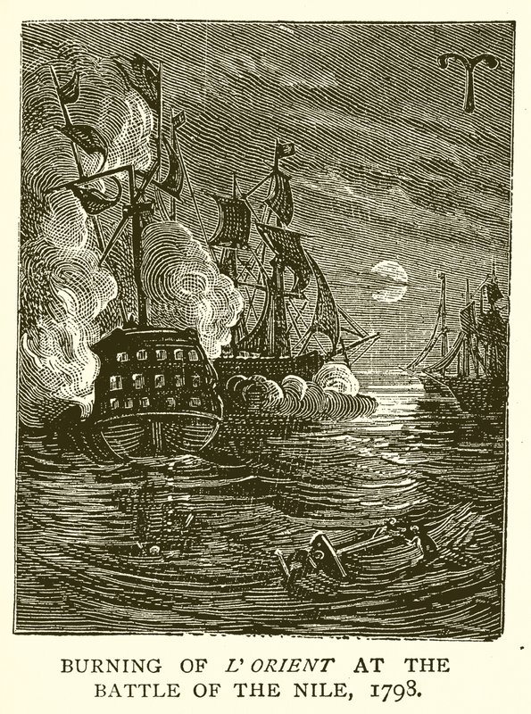 Afbrænding af Lorient i slaget ved Nilen, 1798 af English School
