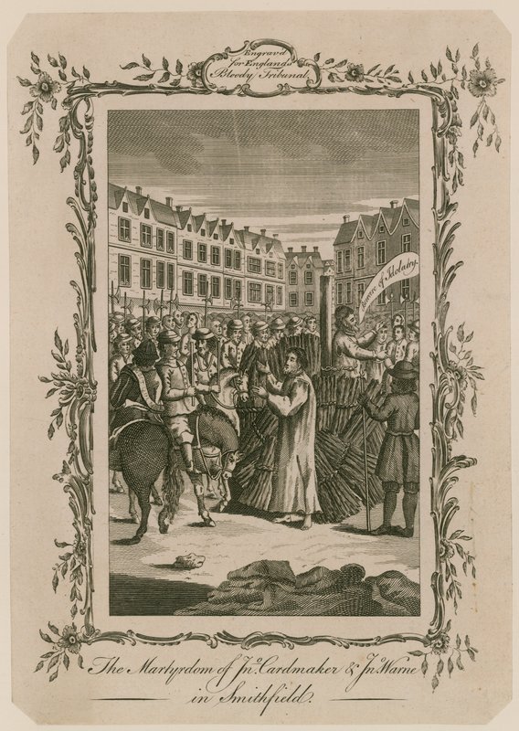 Afbrænding af martyrer i Smithfield af English School