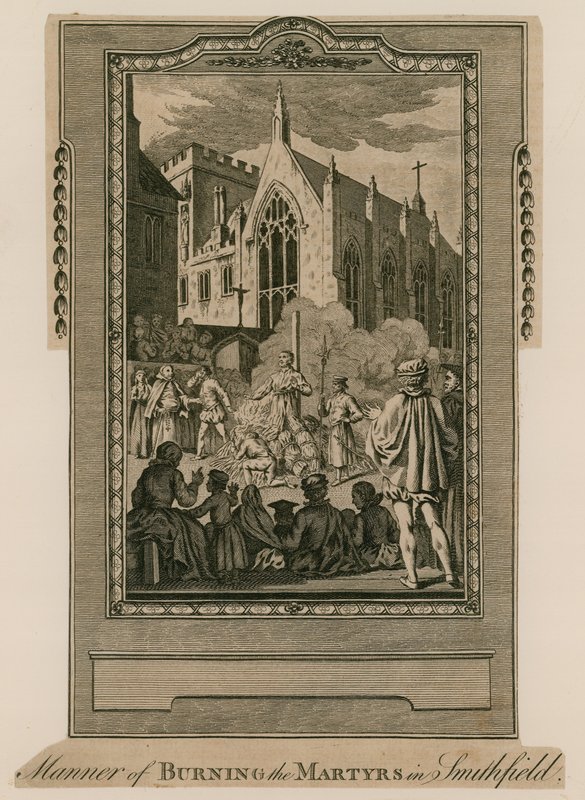 Afbrænding af martyrer i Smithfield af English School