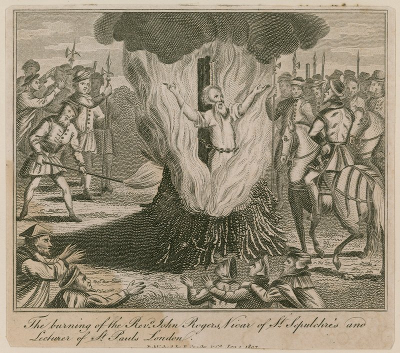 Afbrænding af martyrer i Smithfield af English School