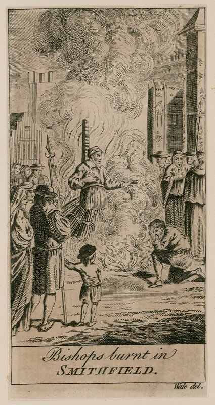 Afbrænding af martyrer i Smithfield af English School