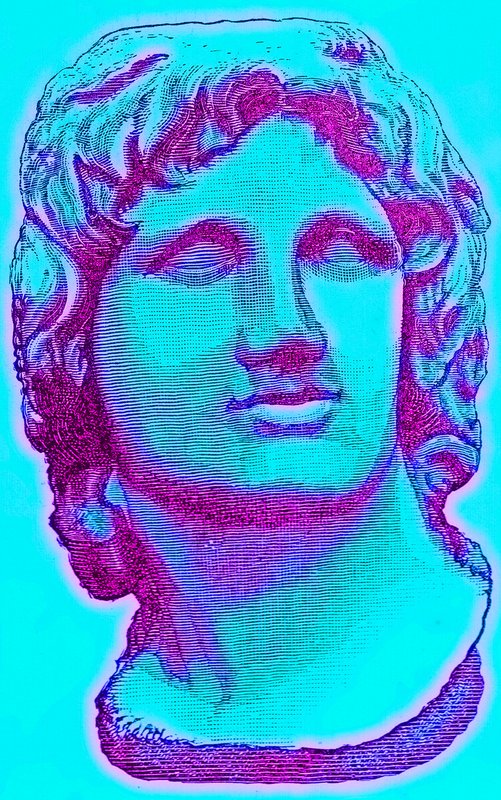 Buste af Alexander den Store, fra British Museum, statue i Vatikanet, illustration fra History of Rome af Victor Duruy, udgivet 1884 (digitalt forbedret billede) af English School