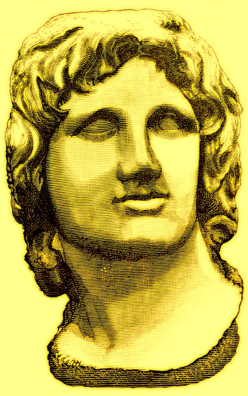 Buste af Alexander den Store, fra British Museum, statue i Vatikanet, illustration fra History of Rome af Victor Duruy, udgivet 1884 (digitalt forbedret billede) af English School