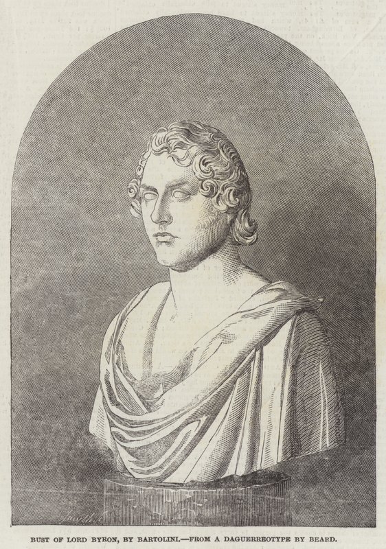 Buste af Lord Byron, af Bartolini (gravering) af English School