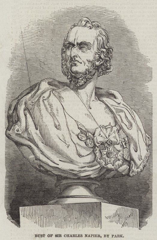 Buste af Sir Charles Napier, ved Park (gravering) af English School