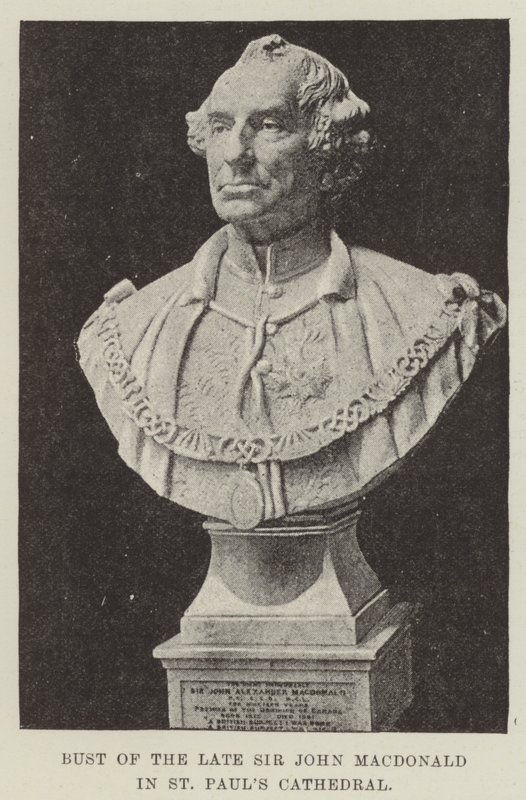 Buste af afdøde Sir John Macdonald i St Paul