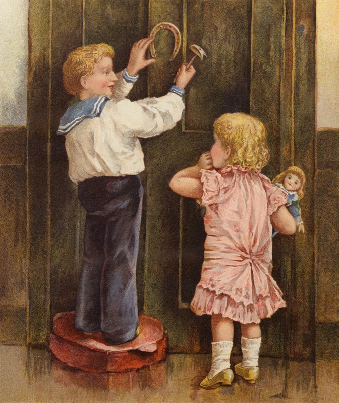"Men Percy, hvad er held?" (farve litho) af English School