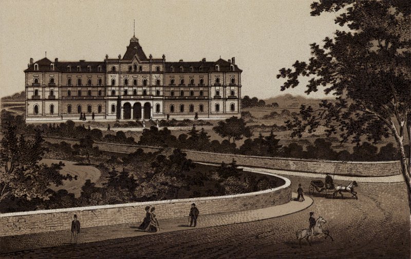 Buxton: The Palace Hotel (litho) af English School