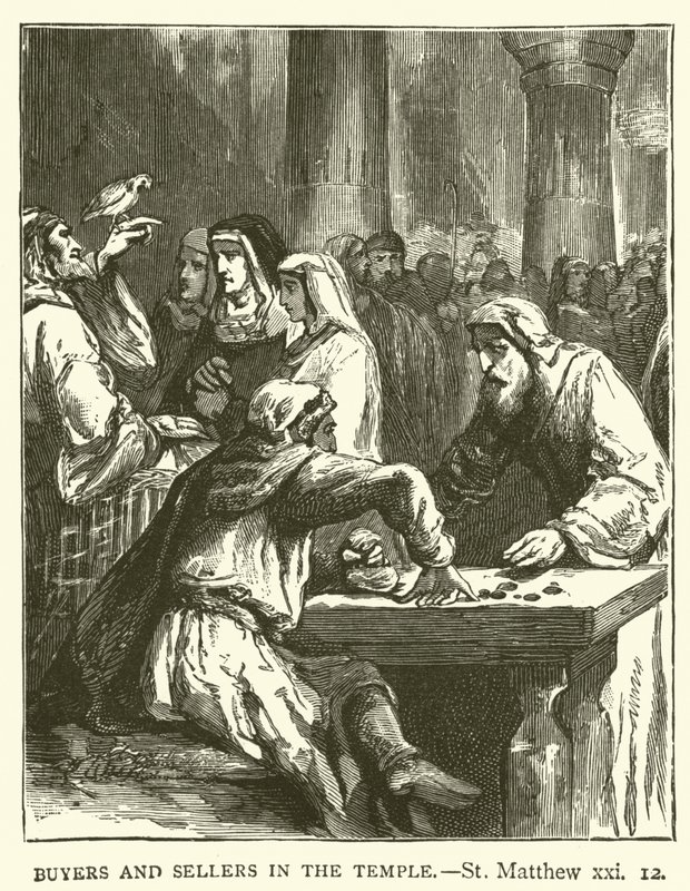 Købere og sælgere i templet, St. Matthew, xxi af English School