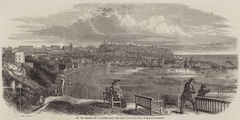 Ved havet, Scarborough Bay (gravering) af English School