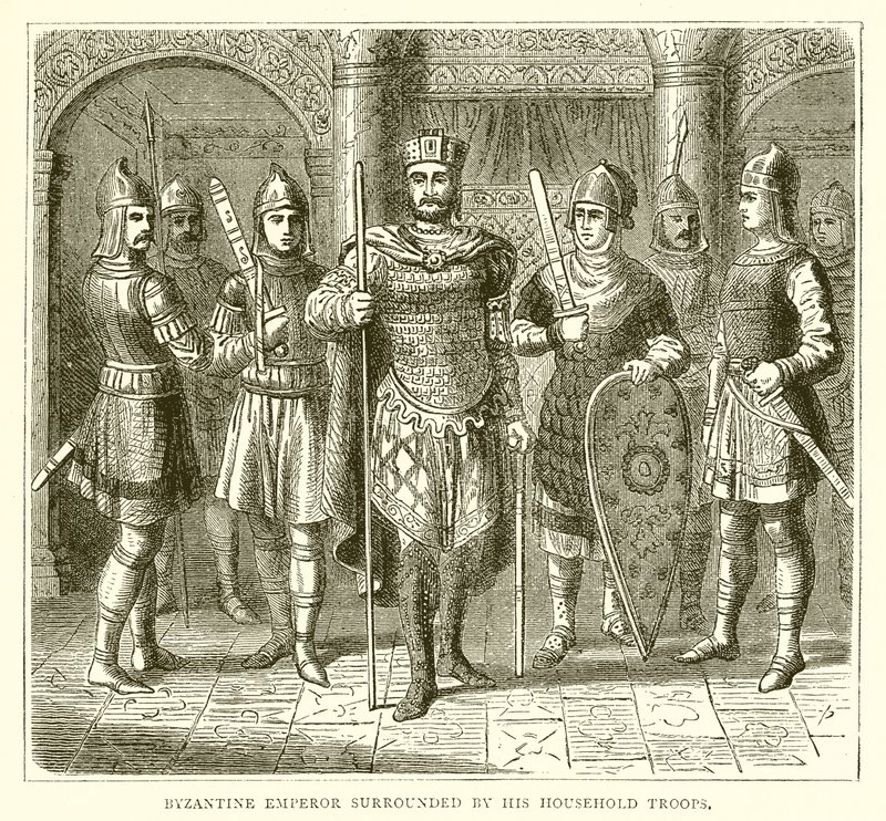 Byzantinsk kejser omgivet af sine husholdningstropper af English School
