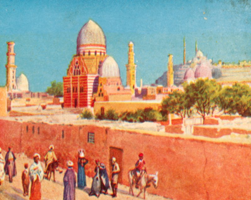 Cairo, Mamelukkernes grave (farvelitografi) af English School