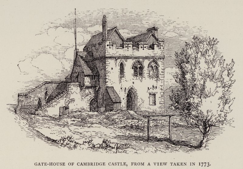 Cambridge: Gate-House of Cambridge Castle, fra en udsigt taget i 1773 (radering) af English School