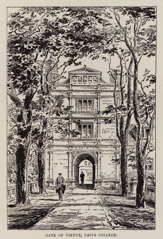 Cambridge: Gate of Virtue, Caius College (ætsning) af English School