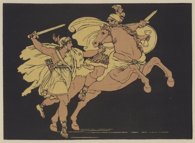 Camilla og søn af Aunus (farve litho) af English School