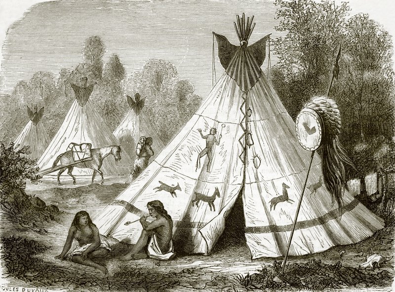 Lejr af Comanche-indianere af English School