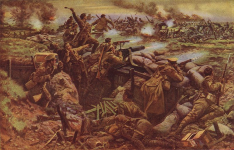 Canadiere ved Ypres (farvelitografi) af English School