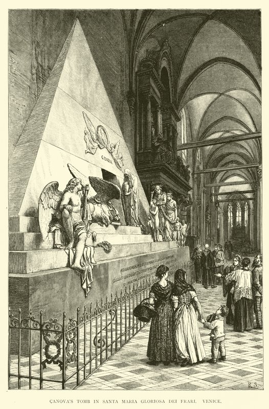 Canovas Tomb in Santa Maria Gloriosa dei Frari, Venice  af English School