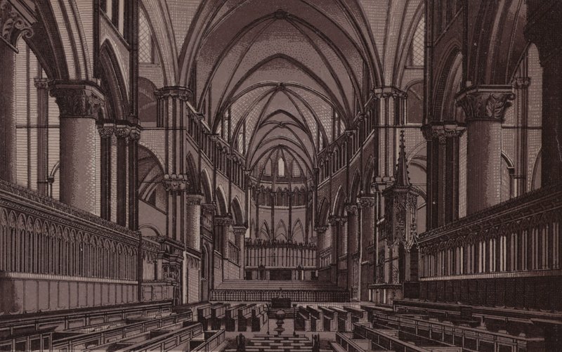 Canterbury: The Choir, Canterbury Cathedral (litho) af English School