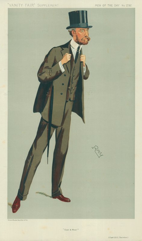 Kaptajn G S C Swinton, øst og vest, 24. juli 1912, tegnefilm Vanity Fair af English School