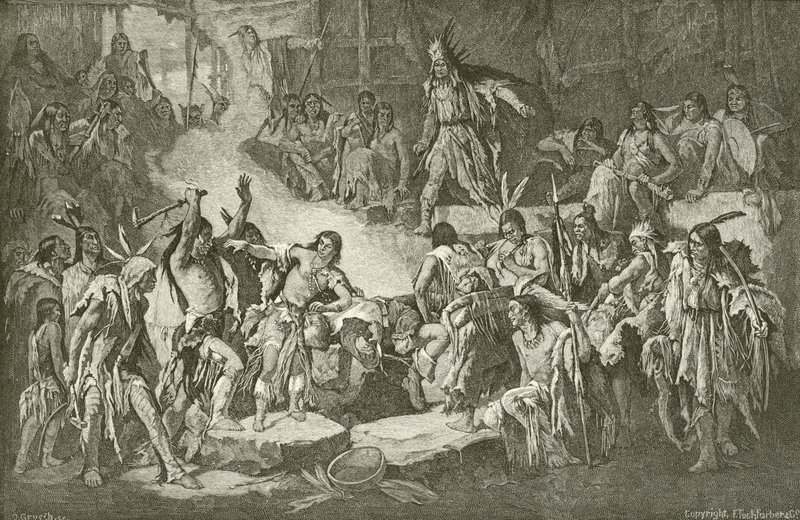 Kaptajn Smith reddet af Pocahontas af English School