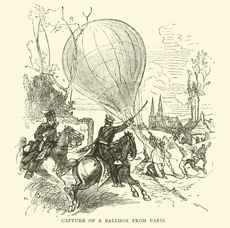 Indfangning af en ballon fra Paris, januar 1871 af English School