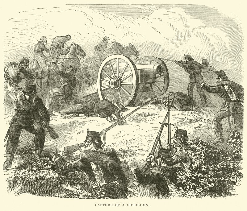 Tilfangetagelse af en feltpistol, oktober 1870 af English School