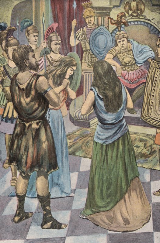 Caractacus foran Claudius (farvelitografi) af English School