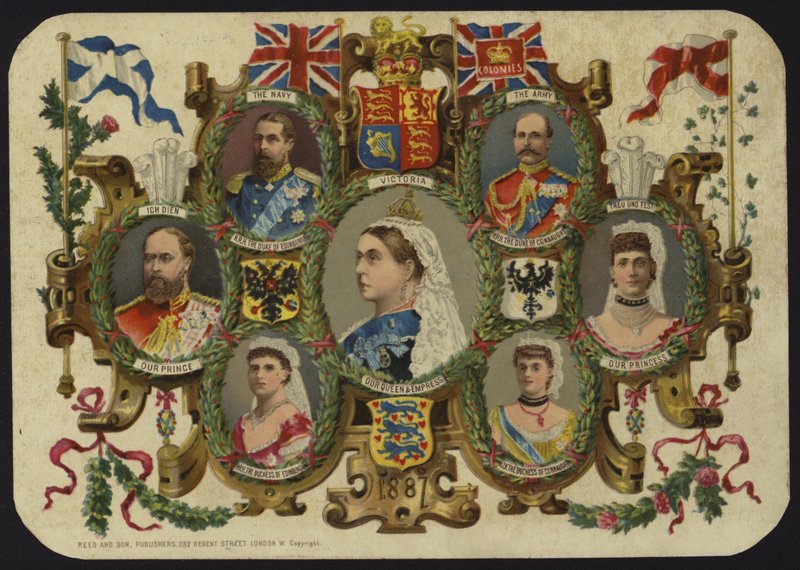 Kort, der fejrer Dronning Victorias jubilæum i 1887 af English School