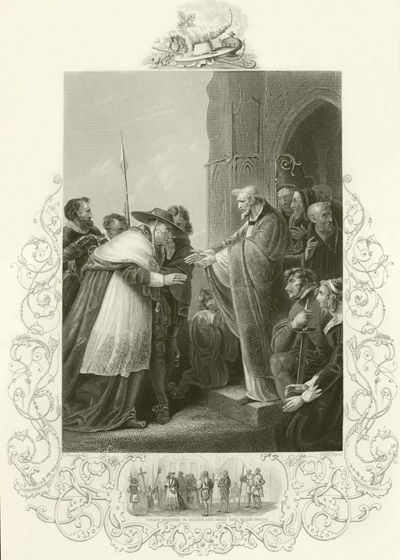 Kardinal Wolsey går ind i Abbey of Leicester af English School