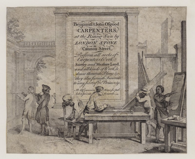 Tømrere, Benjamin og John Osgood, handelskort af English School