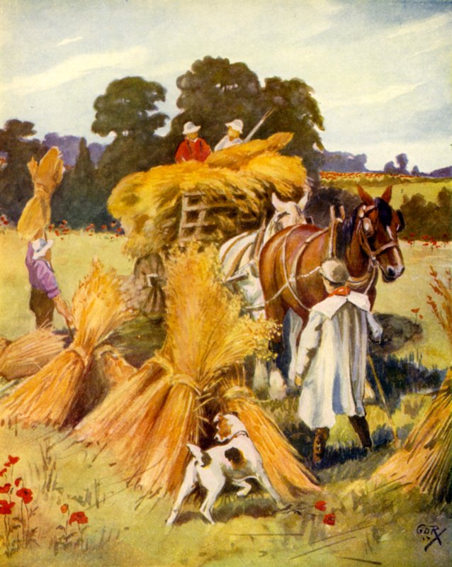 Carting the Corn (farve litho) af English School