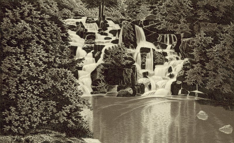 Cascade, Virginia Water (litho) af English School