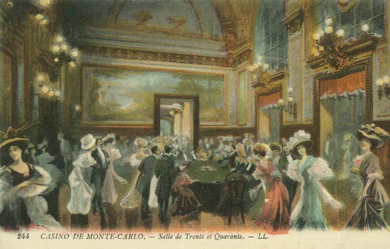 Casino i Monte Carlo, Monaco (farvelitografi) af English School