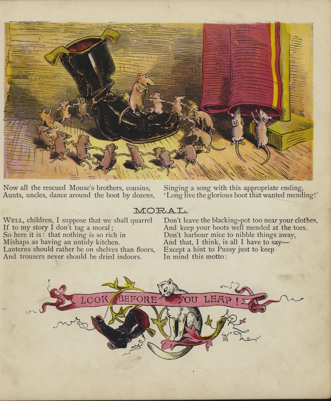 Kat og mus (farve litho) af English School