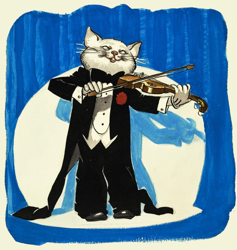 Kat i smoking spiller en violin af English School