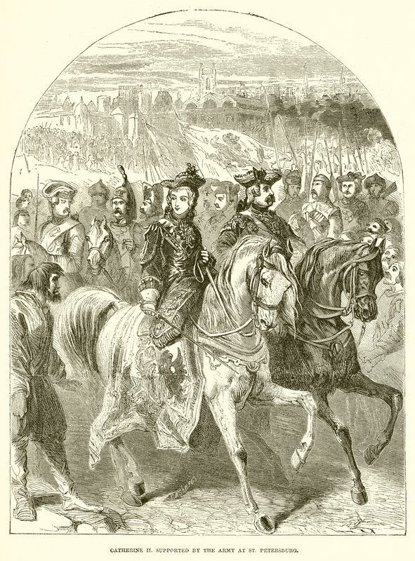 Catherine II. støttet af hæren i Sankt Petersborg af English School