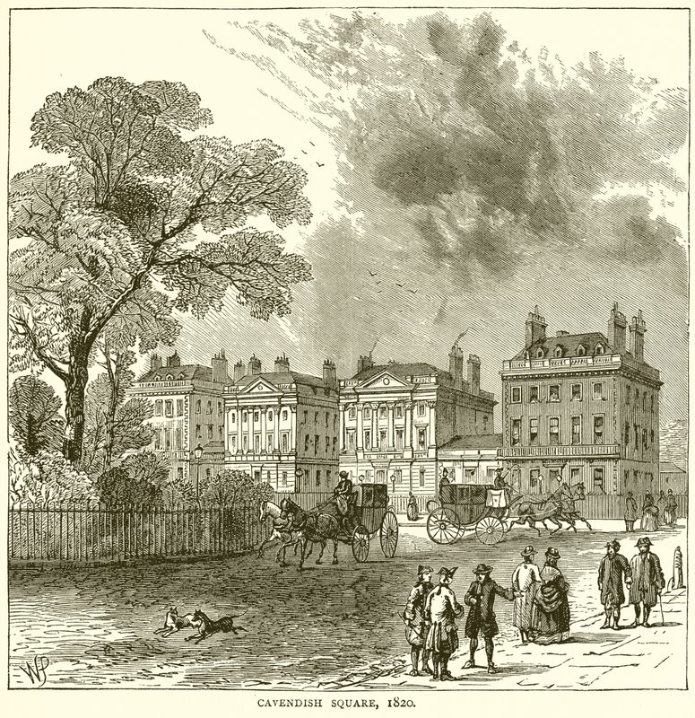 Cavendish Square, 1820 af English School