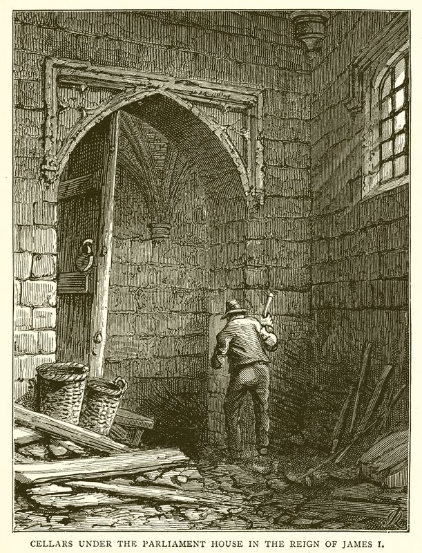 Kældre under parlamentshuset under James I af English School