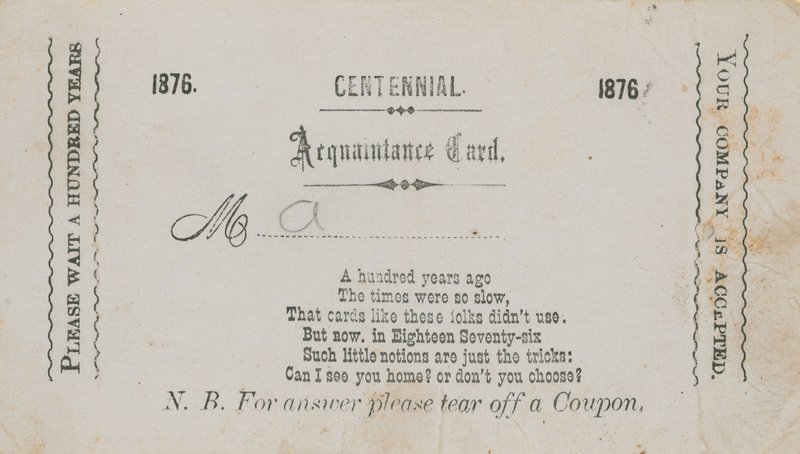 Centennial Bekendtskabskort af English School