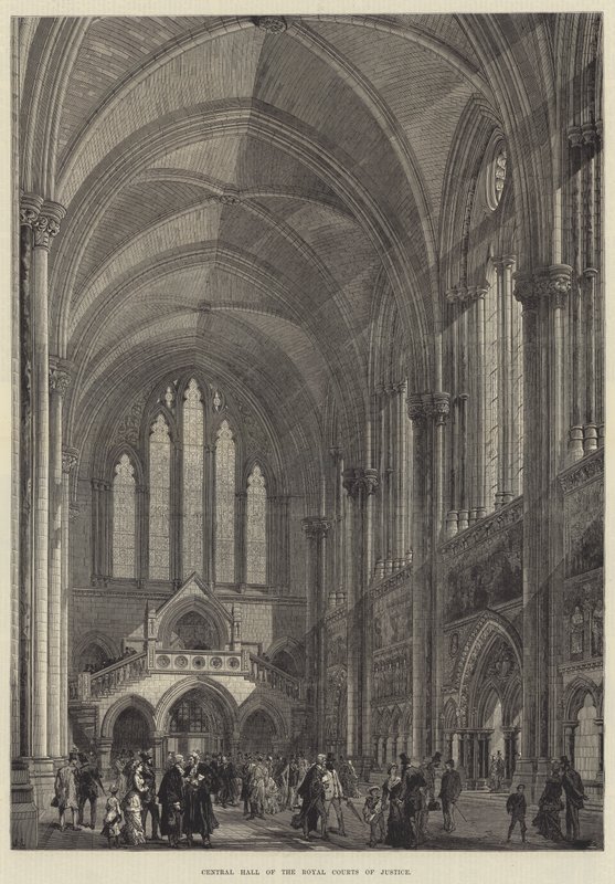 Central Hall of the Royal Courts of Justice (gravering) af English School
