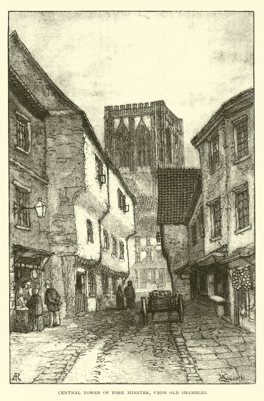 Central Tower of York Minster, fra Old Shambles af English School